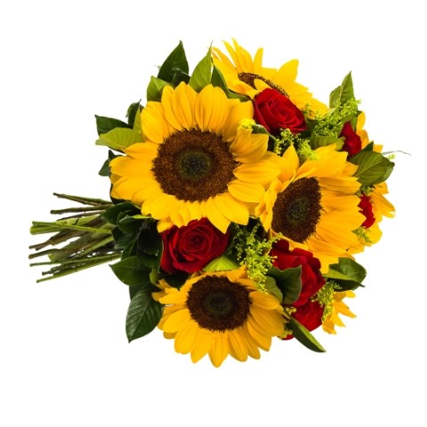 Buquê com Girassol e Rosas